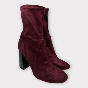 Cape Robbin Womens size 6.5 Heeled Sock Stretch Boots Maroon Side Zip
